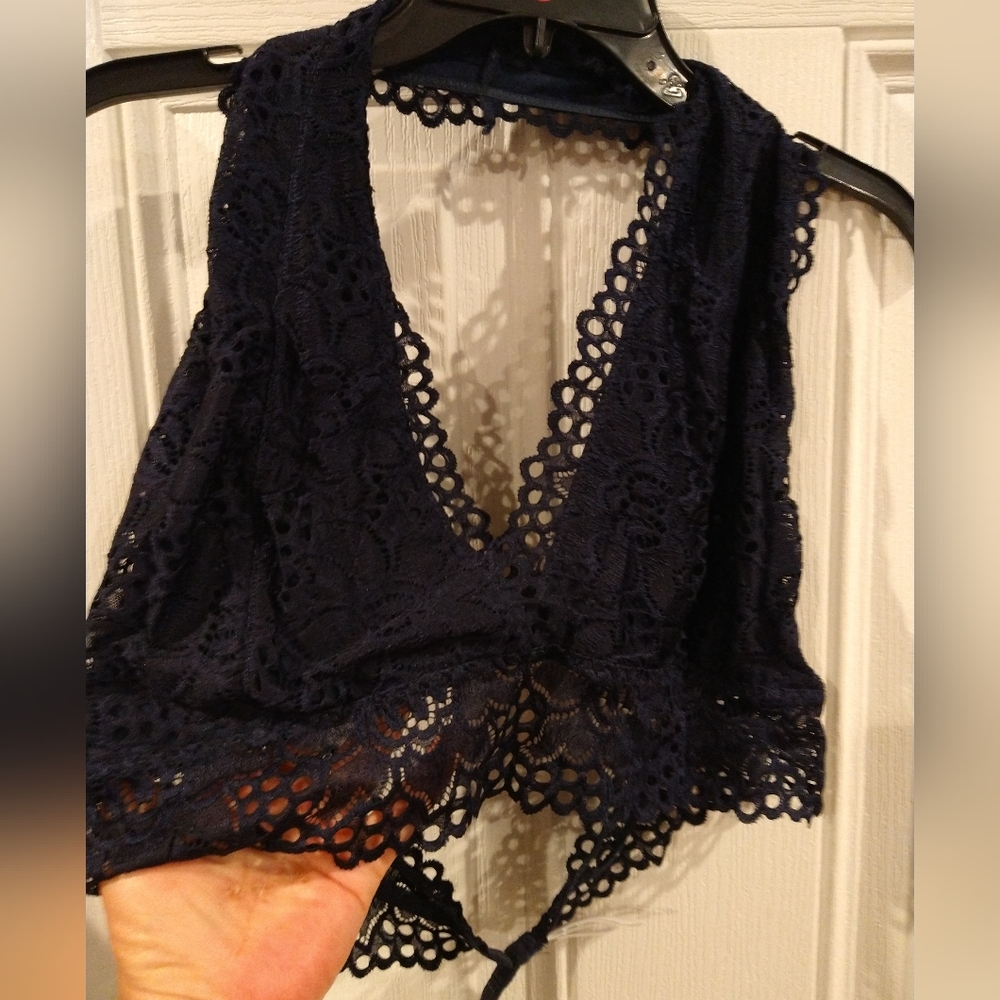 Halter bra. Adjustable. New. Navy